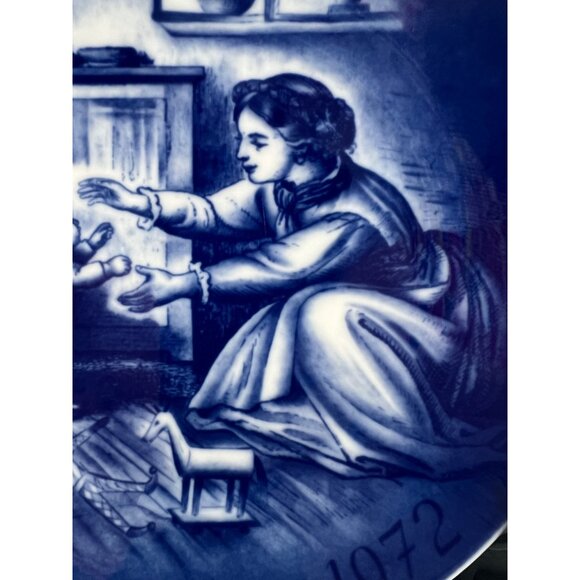 1972 Bareuther Muttertag Plate 7.75" Blue White German Porcelain Mothers Day - Picture 4 of 5